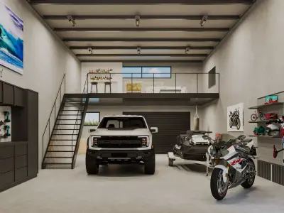 3D model of private residential garage 3D model