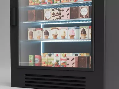 Glass Door Refrigerator Free low-poly 3D model