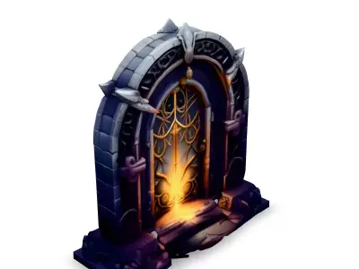 Fantasy Ornate Glowing Metal Gate Low-poly 3D model