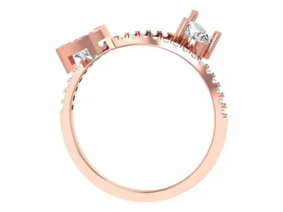 Solitaire Women Light Weight Heart Pear Stone Band Ring 3D print model