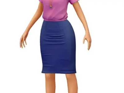 High Poly Subdivision Secretary Girl Avatar Low-poly 3D model