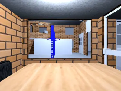 Garage brick building Low-poly 3D model purchase