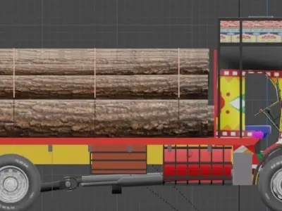 TATA 1613 kerala and tamilnadu style lorry truck with interior 3D model