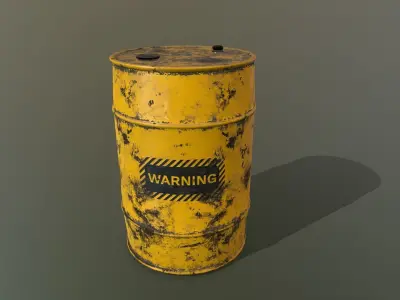 Barrel Set with flames Low-poly 3D model