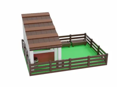 Animal Pen Scene Low-poly 3D model
