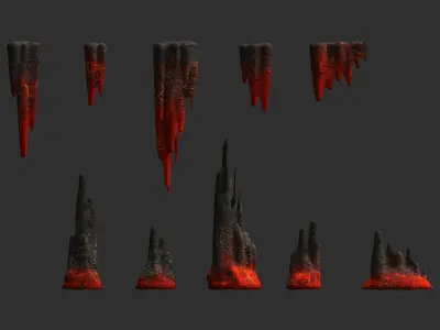 Lava Rocks Combo Low-poly 3D model