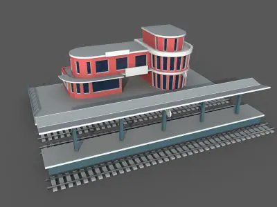 Train Station Game Ready 2 Low-poly 3D model