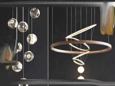 Modern chandelier combination 3D model download Free low-poly 3D model