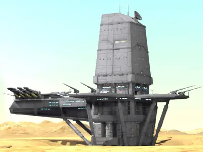 Planet Base Low-poly 3D model