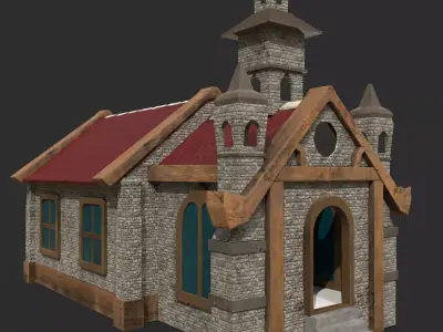 3D Game House with PBR Texturing Low-poly 3D model