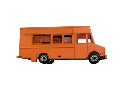Orange Food Truck Modern Street Food  Mobile Kitchen Vehicle 3D model
