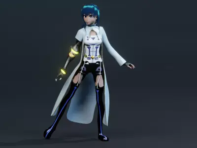 Anime Girl rigged Low-poly 3D model