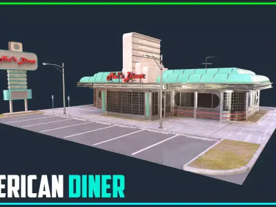 American Diner Low-poly 3D model
