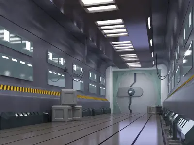 space stations passages sci fi scenarios corridors labs 3D model