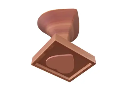 Rubber Heart Stamp v1 002 Low-poly 3D model