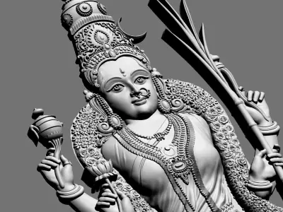 goddess Laxmiji Bas Relief  file 3Dprint model 2 3D print model