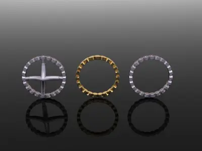 Hexagon Diamond Band Ring Mix Size 4 5 6 7 8 9 10 3D print model