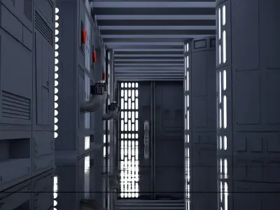 Set 7 - Death Star Hallway 1-6 scale Hottoys 3D Model Pack