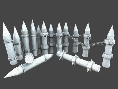 Fence wooden warior 3d model Low-poly 3D model