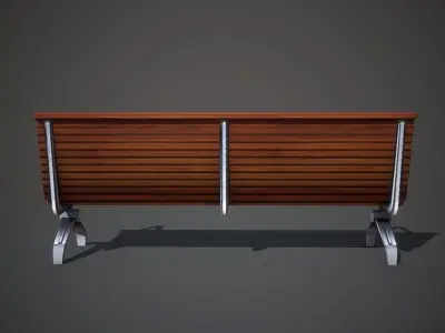 Wooden Bench Low-poly 3D model 7