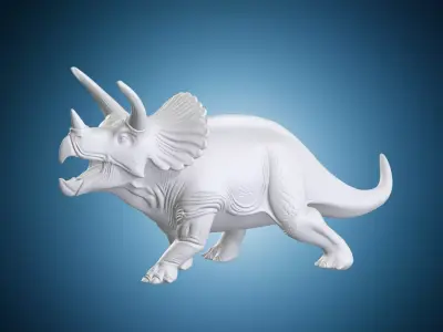 Triceratops Prehistoric Dinosaur Creature Statue on Base 3D print model