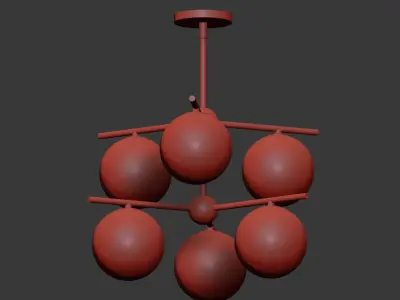 Westelm Sphere Stem Chandelier Set 3D model