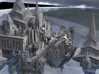 Deep alien Cult Temples 1 kit bash 3D model