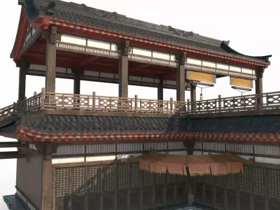 Ancient Asian Architectural Noodles 3D model