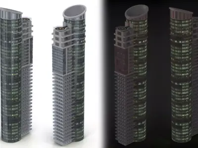 Skyscraper tall building Low-poly 3D model purchase