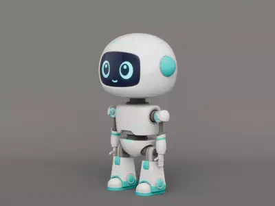 Rigged Cartoon Cute Robot Low-poly 3D model