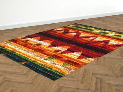 4 Colorful Rugs Low-poly 3D model