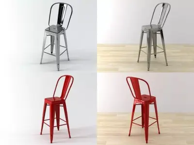 Stool with backrest 3D model