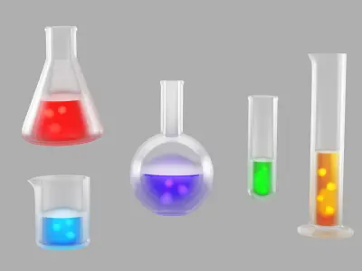 Chemical Elements Set Low-poly 3D model