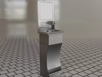 Public Sci-Fi Sink - 39 - with Mirror Low-poly 3D model