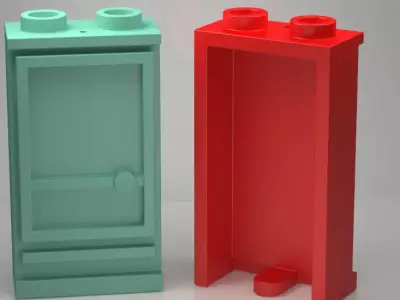 LEGO Door 1x2x3 Left with Open Stud with Hole complate Original  3D print model