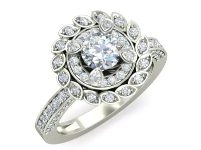 Women Wedding Engagement Flower Ring 3D print model