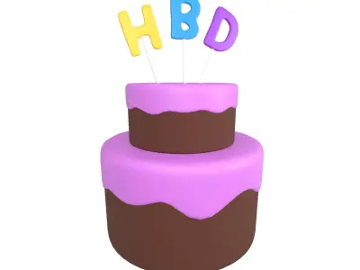 Birthday Cake v1 009 Low-poly 3D model
