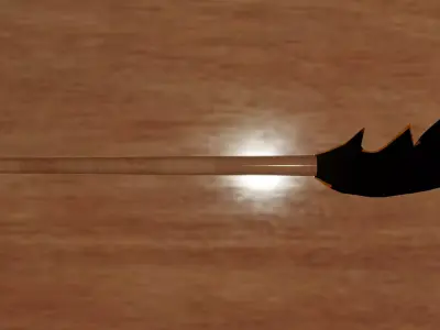Long sword with golden blade and wooden hilt Free low-poly 3D model