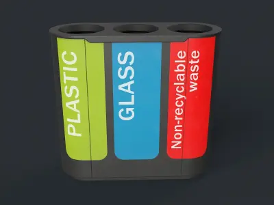 Street Trash Can 29 PBR Game Ready Low-poly 3D model