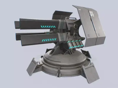 Plasma turret Low-poly 3D model 3