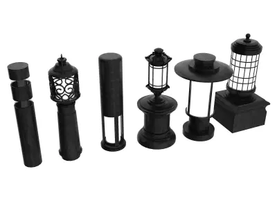Street Lamp Low-poly 3D model 40