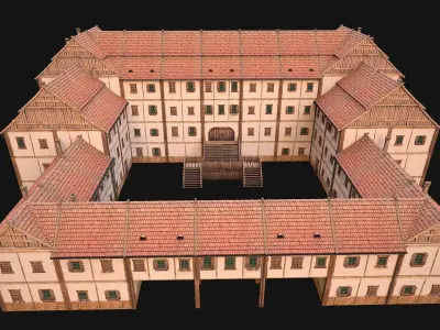Medieval Building Town School University Academy Low-poly 3D model