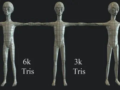 Realistic Alien 4 Grey Low-poly 3D model