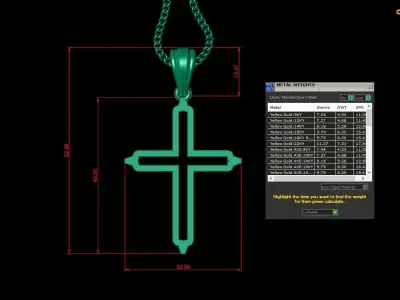 High Cross Pendant Light Gold 18K 4CP022 3D print model