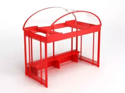 Red Bus Stop Bench 3D model