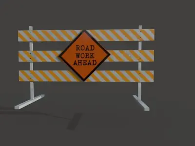 Road Block Closure Low-poly 3D model