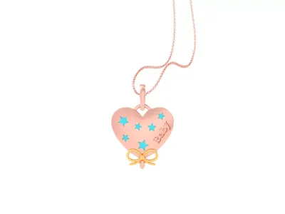 Kids Heart Pendants 3dm STL OBJ FBX Renders Details 3D print model order