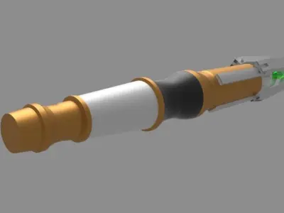 Screwdriver gold and connector Low-poly 3D model
