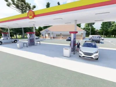 Small Shell Gas Station 3D model