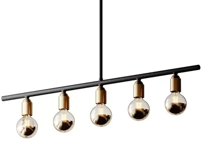 Black And Brass Industrial Five Bulb Bar Light  3D model